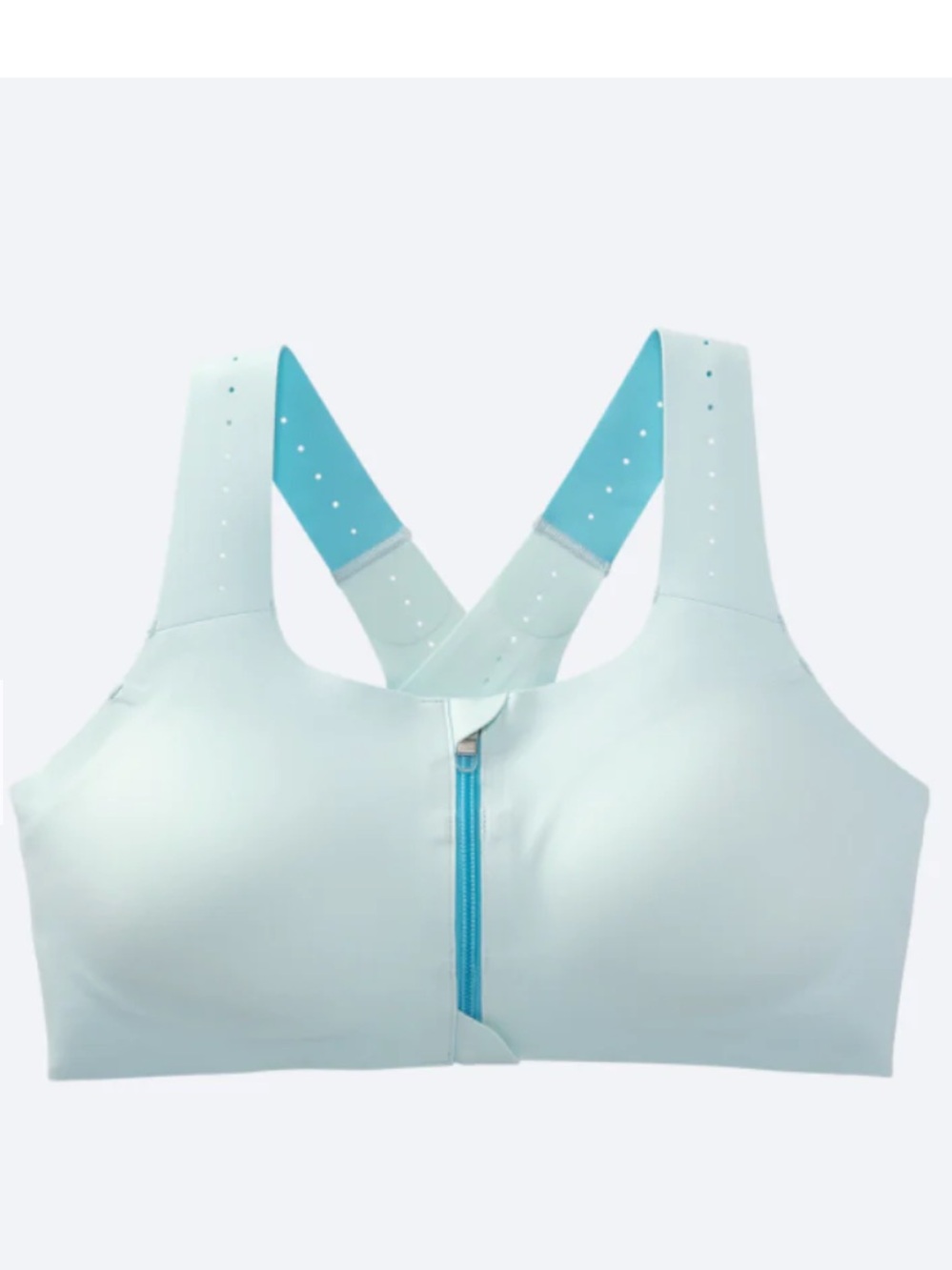 NWT Brooks Dare Zip Run Bra 2.0 - 36C/D - Ice Blue/Vivid Teal